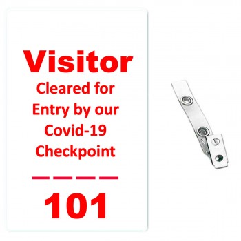 Custom Printed COVID-19 Numbered Badges  with Clear PVC Strap Clips 10-Pack